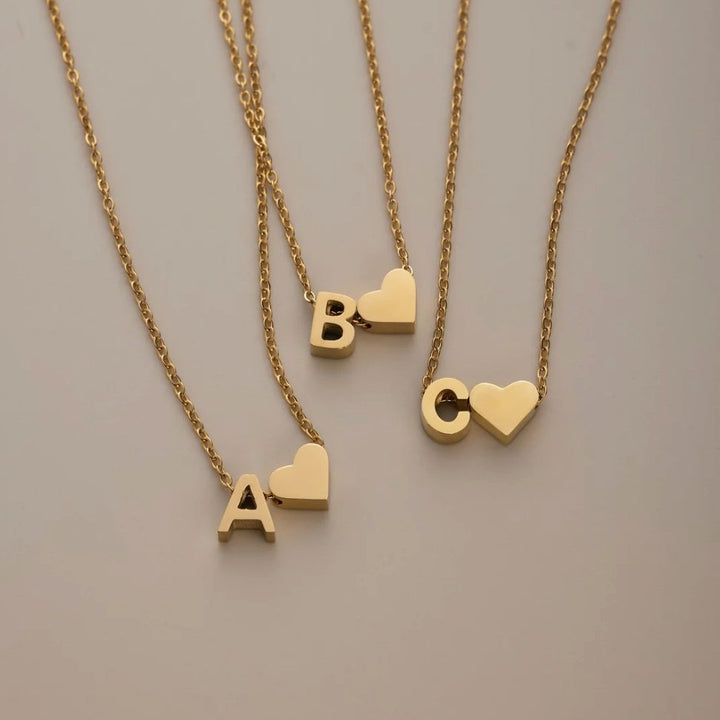 Emmeline | Initial Necklace with Heart Pendant