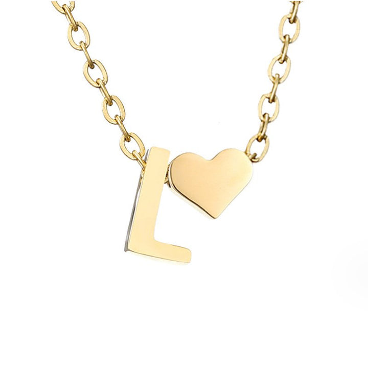 Emmeline | Initial Necklace with Heart Pendant