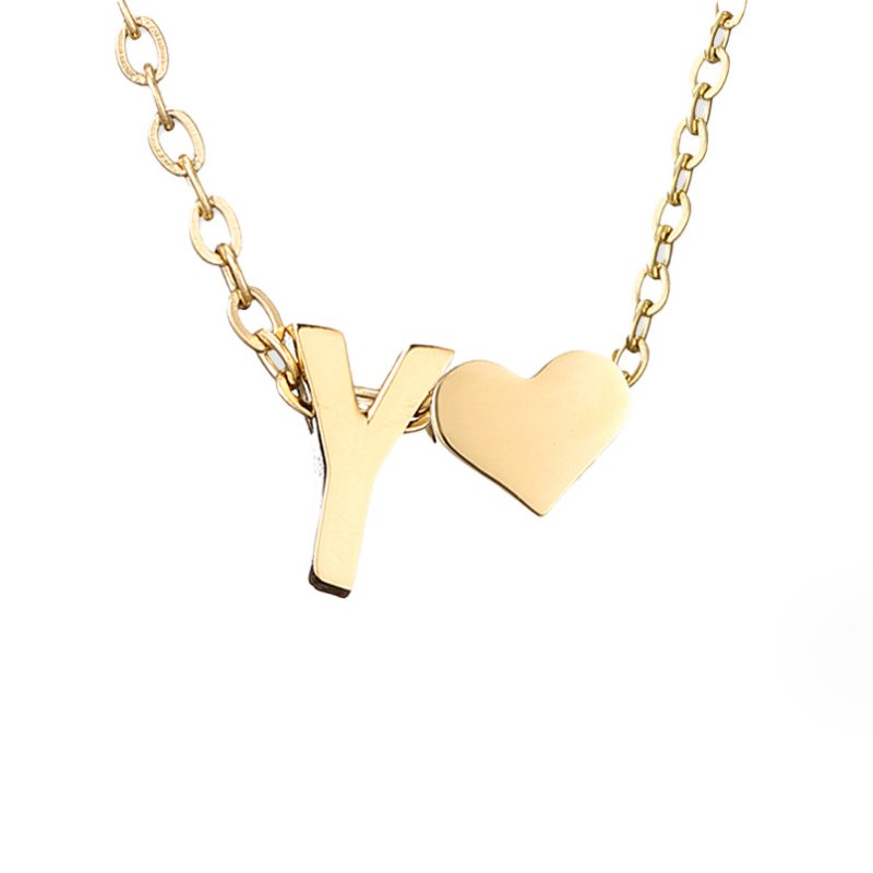 Emmeline | Initial Necklace with Heart Pendant