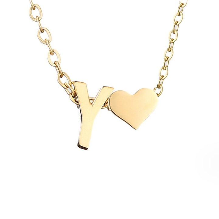 Emmeline | Initial Necklace with Heart Pendant