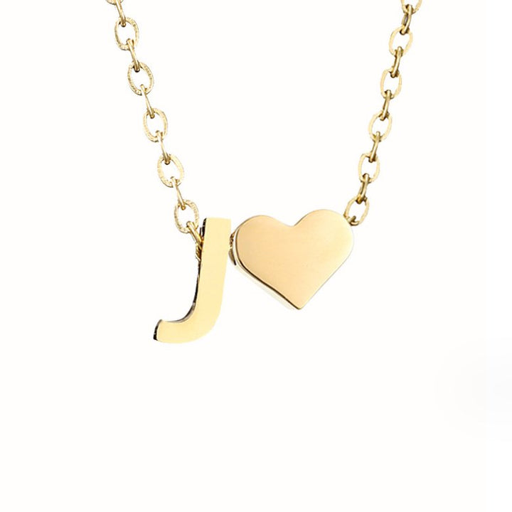 Emmeline | Initial Necklace with Heart Pendant