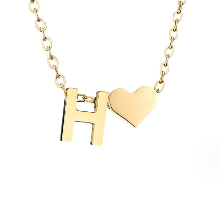 Emmeline | Initial Necklace with Heart Pendant