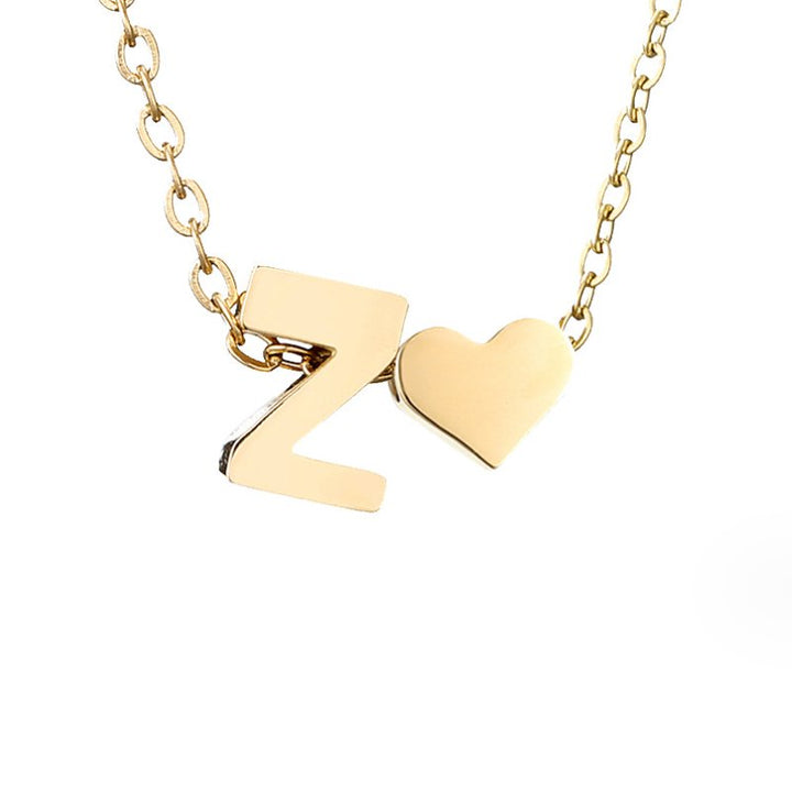 Emmeline | Initial Necklace with Heart Pendant