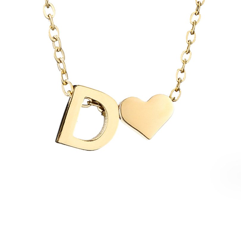 Emmeline | Initial Necklace with Heart Pendant