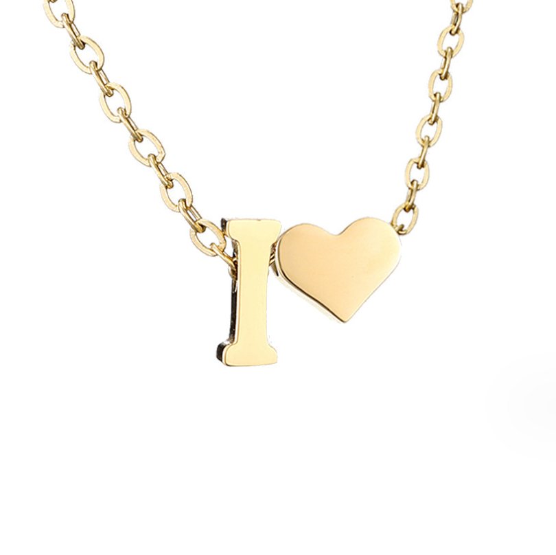 Emmeline | Initial Necklace with Heart Pendant