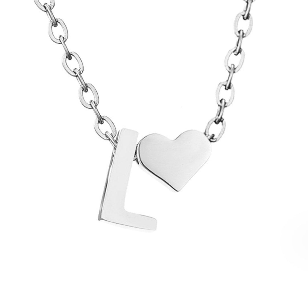 Emmeline | Initial Necklace with Heart Pendant