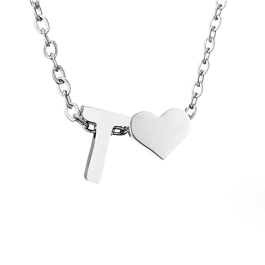 Emmeline | Initial Necklace with Heart Pendant