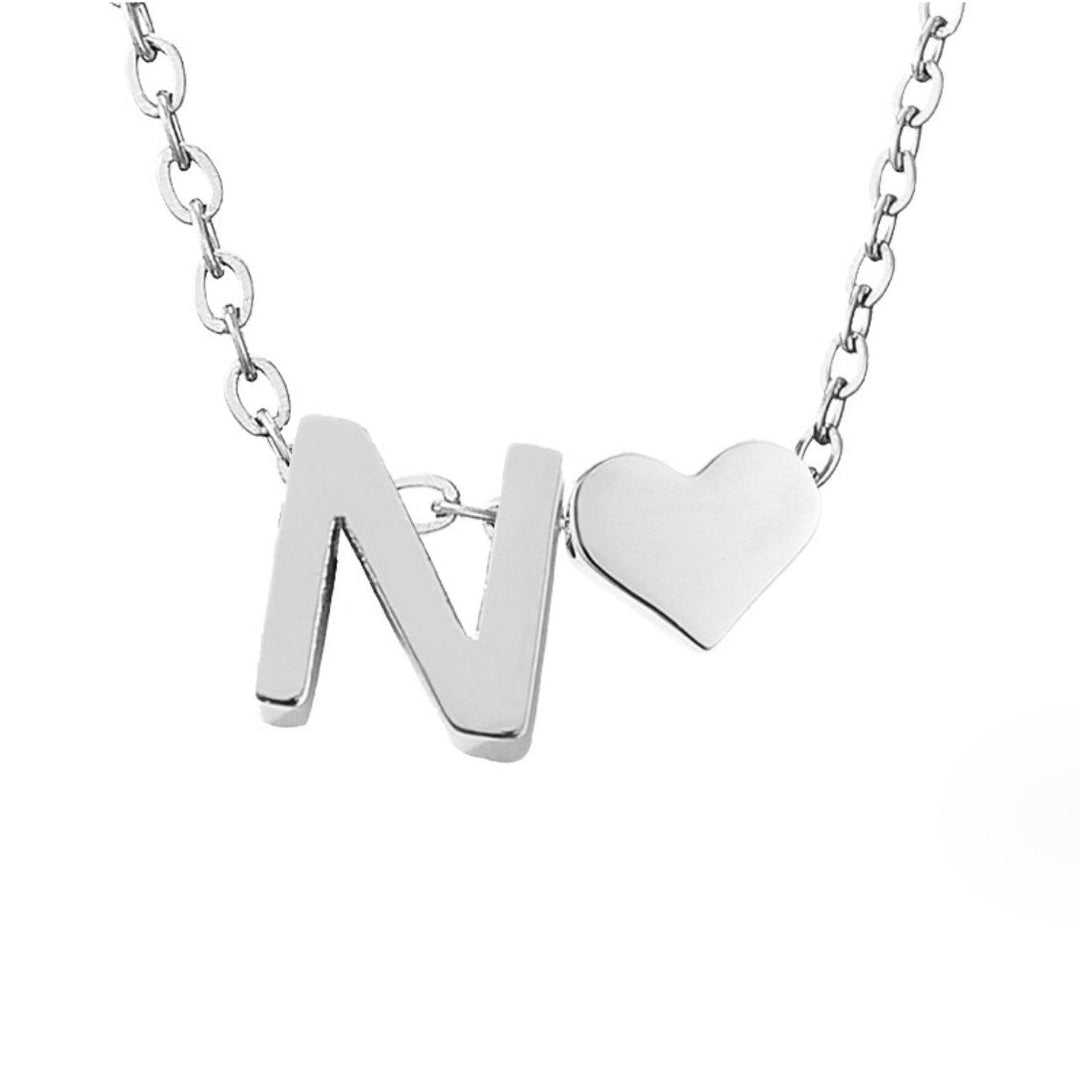 Emmeline | Initial Necklace with Heart Pendant