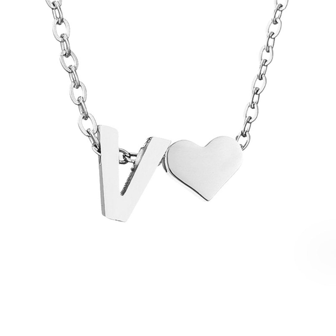Emmeline | Initial Necklace with Heart Pendant