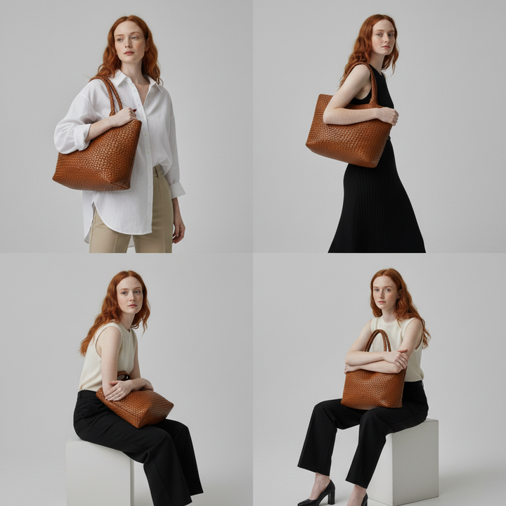 Hand-Woven Shoulder Tote Bag