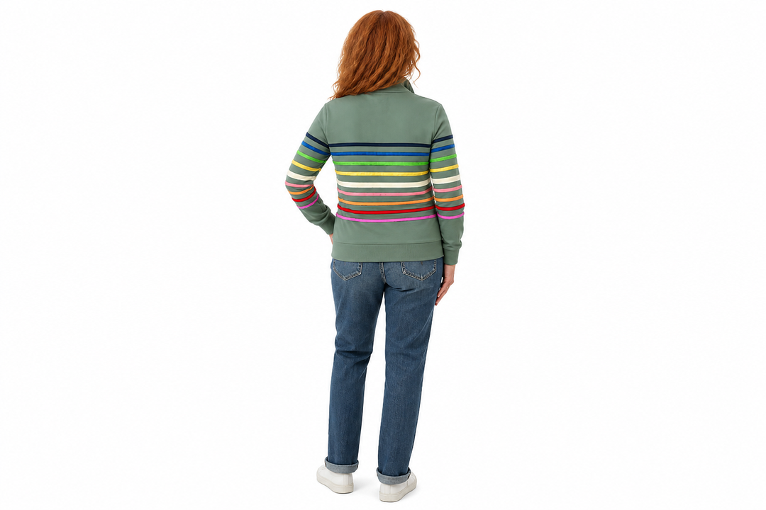 FLORENCE | COMFORTABLE STRIPED ZIP-NECK JUMPER
