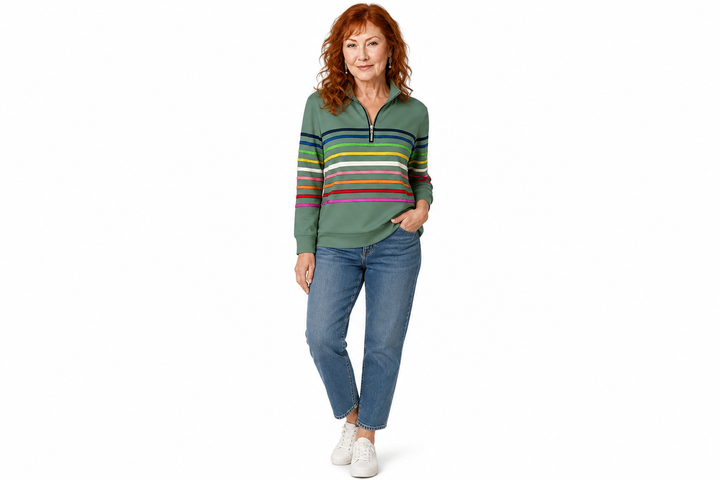 FLORENCE | COMFORTABLE STRIPED ZIP-NECK JUMPER