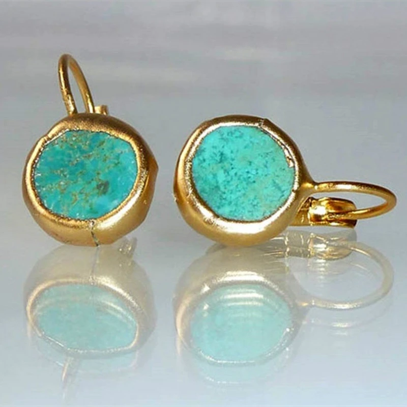 Tessa | Gold Earrings with Turquoise Stone