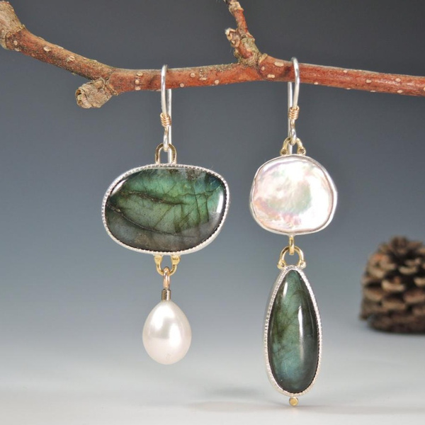 Ruth | Vintage Silver Earrings with Natural Stones