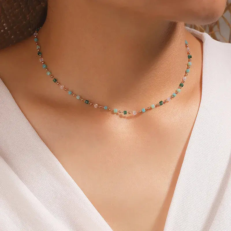 Tilly | Gilded Multicoloured Pebble Necklace