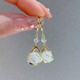 Isadora | Gold Drop Earrings with White Opal
