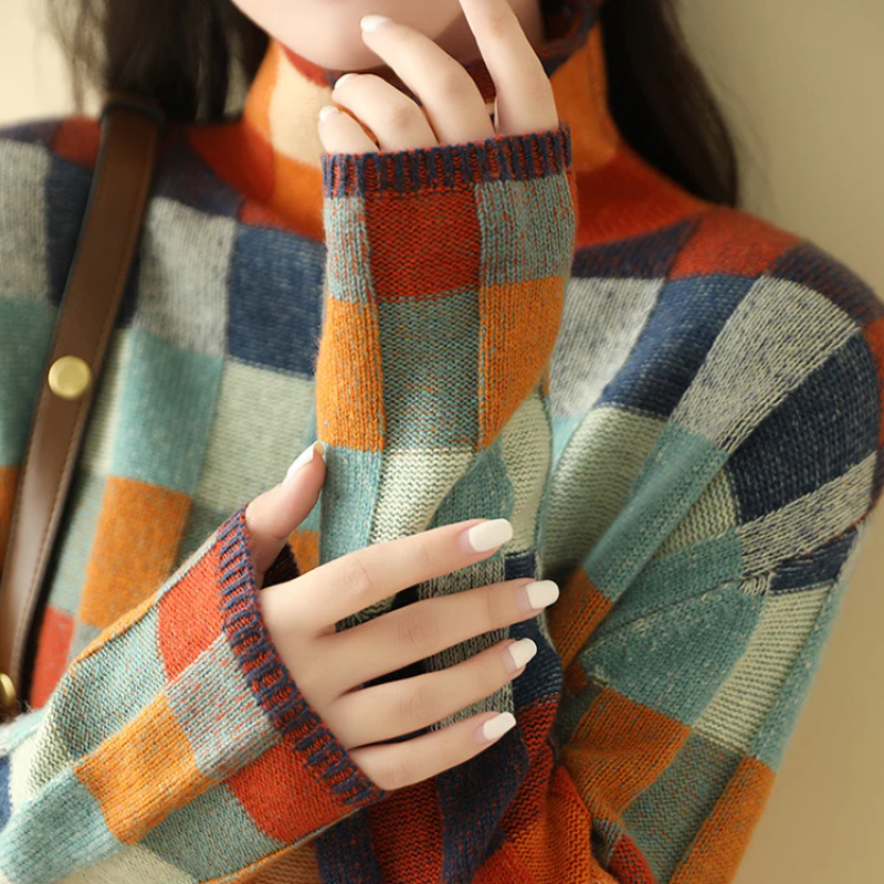 MAUREEN | HIGH-NECK PATCHWORK SWEATER