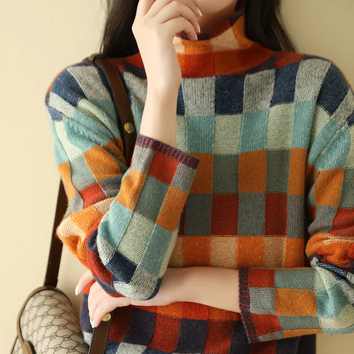 MAUREEN | HIGH-NECK PATCHWORK SWEATER