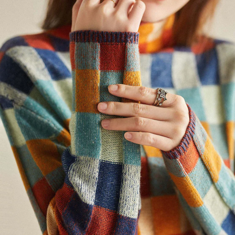 MAUREEN | HIGH-NECK PATCHWORK SWEATER