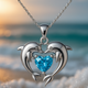 Delia | Silver Double Dolphin Necklace with Opal