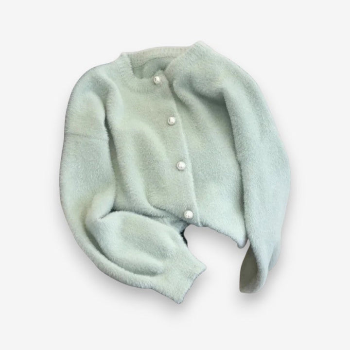 EDITH | ROUND-NECK CARDIGAN WITH PEARL BUTTONS