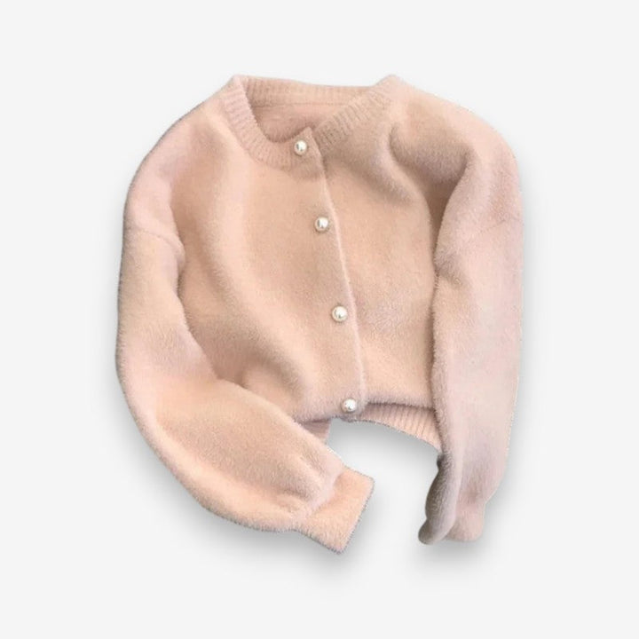 EDITH | ROUND-NECK CARDIGAN WITH PEARL BUTTONS