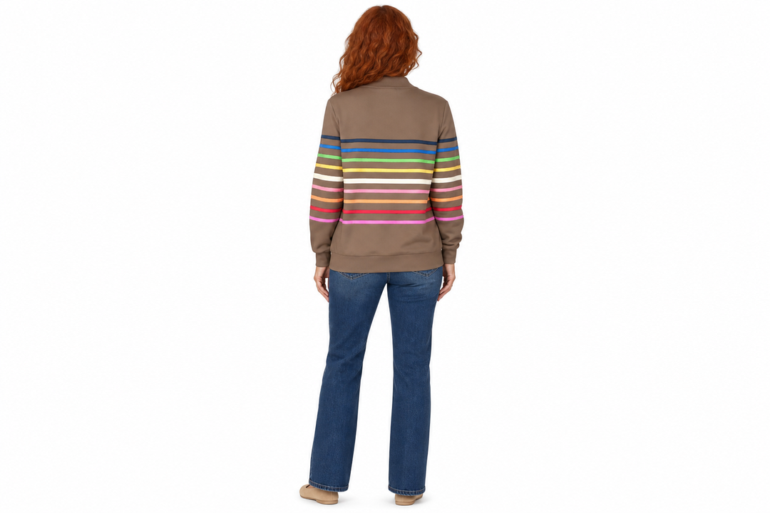 FLORENCE | COMFORTABLE STRIPED ZIP-NECK JUMPER