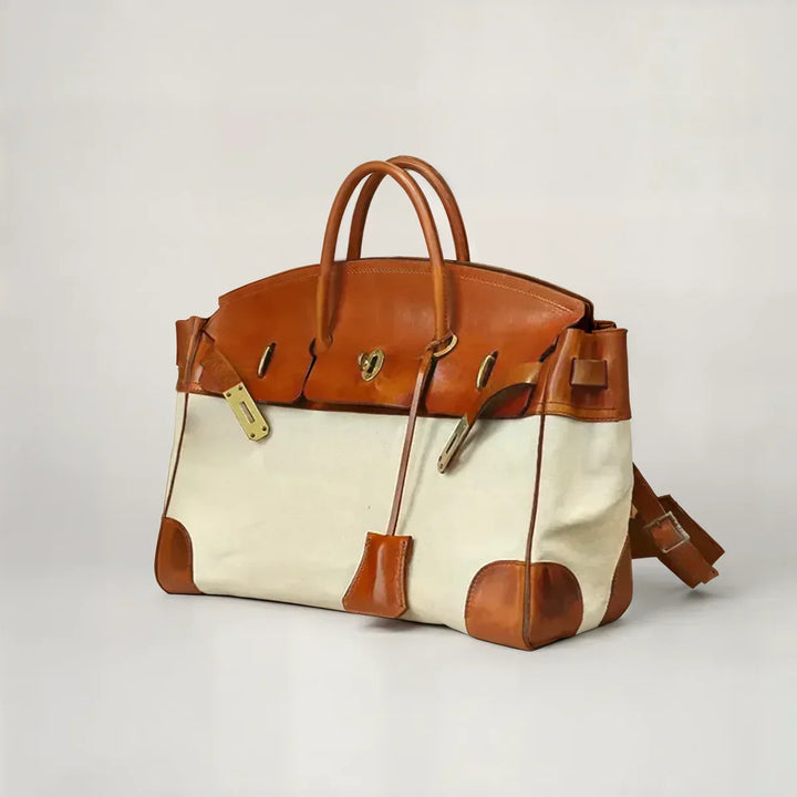 Travel Duffle Bag with Leather Trim