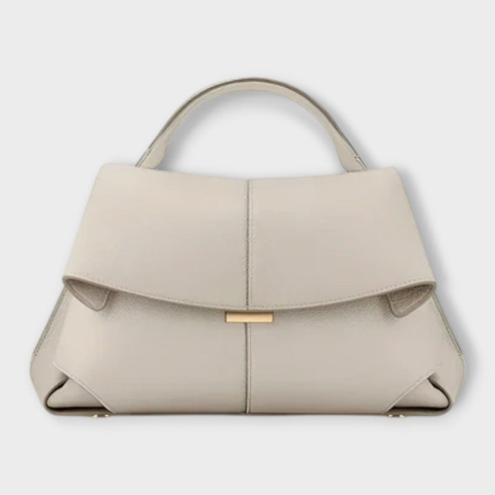 Structured Leather Handbag with Roll-Up Design