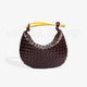 Woven Faux Leather Bag with Gold Handle