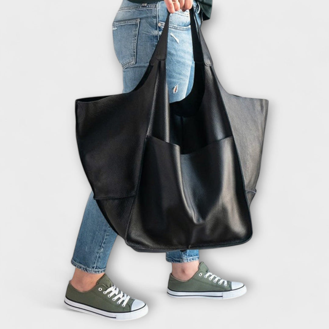 Oversized Faux Leather Weekend Bag