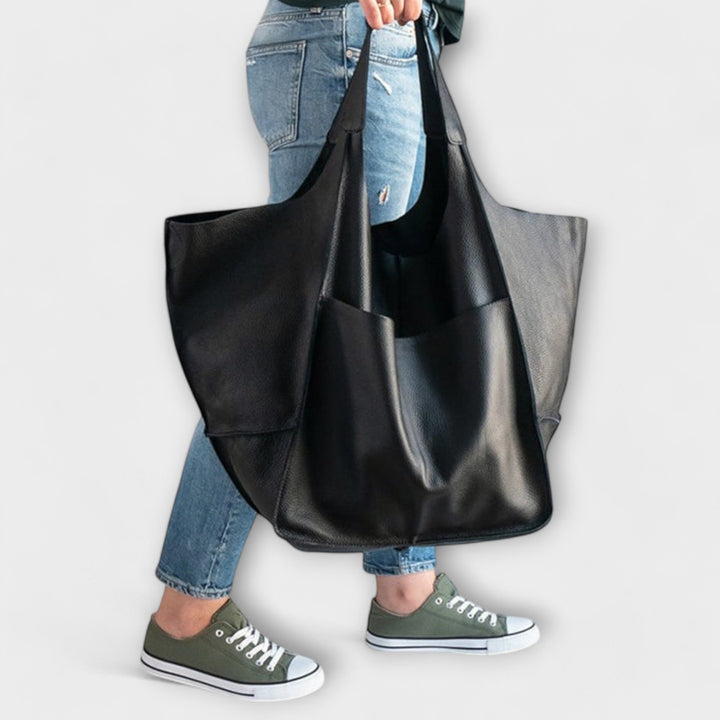Oversized Faux Leather Weekend Bag