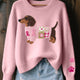 Clodagh | Knit Pullover with Felted Wool Dachshund Detail