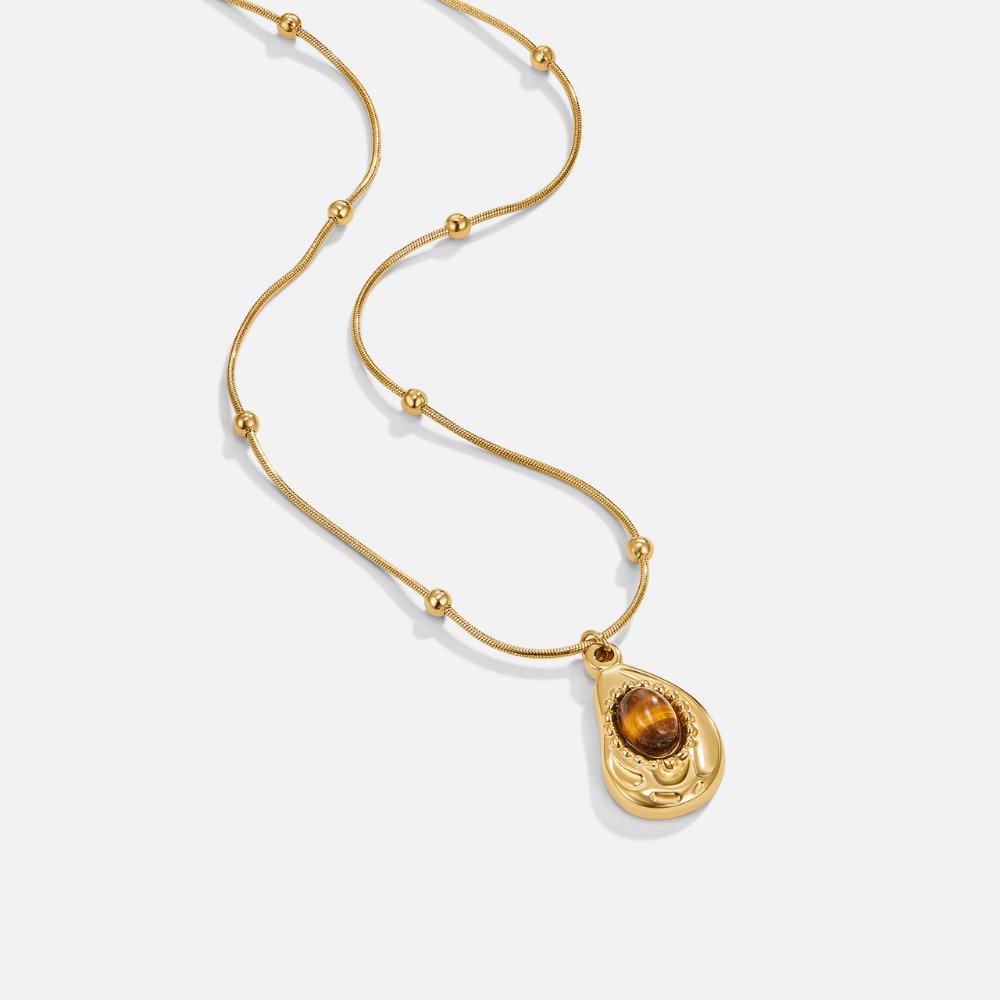 Marjorie | Gold Necklace with Tiger's Eye