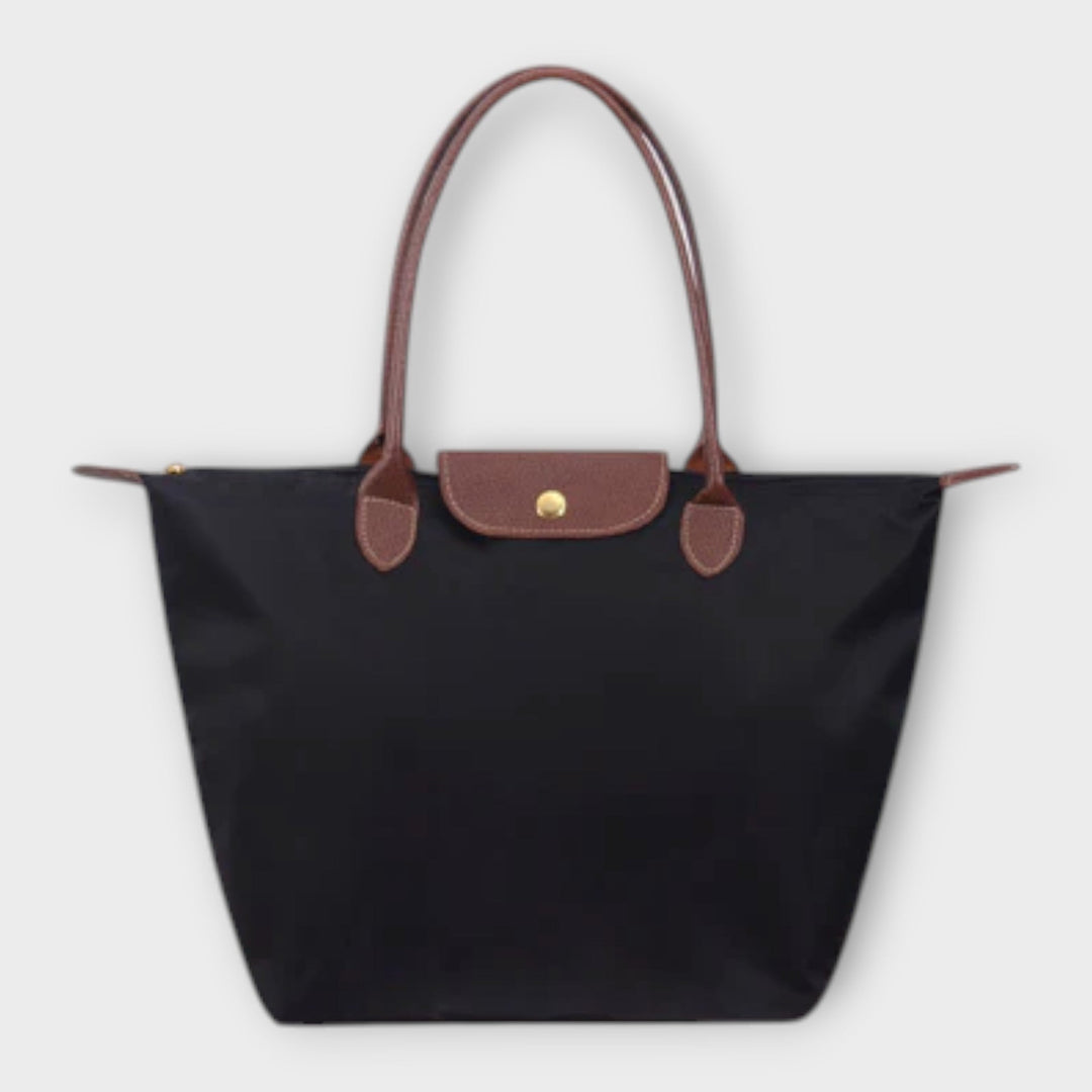 Oxford Fabric Shoulder Bag with Zip Closure