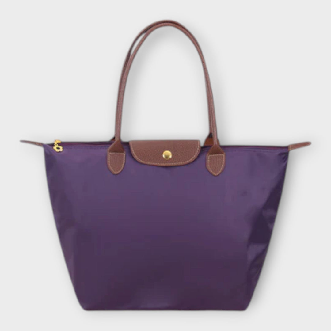 Oxford Fabric Shoulder Bag with Zip Closure