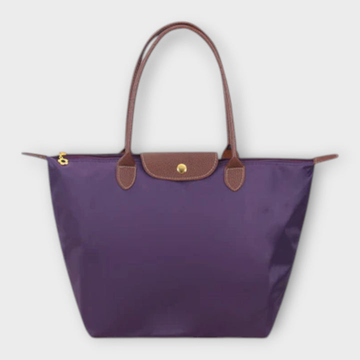 Oxford Fabric Shoulder Bag with Zip Closure