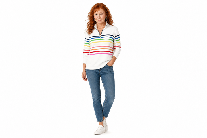 FLORENCE | COMFORTABLE STRIPED ZIP-NECK JUMPER