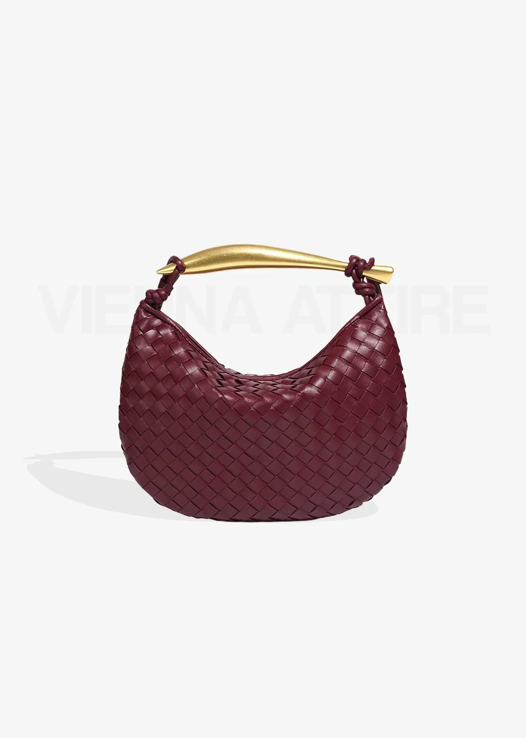 Woven Faux Leather Bag with Gold Handle